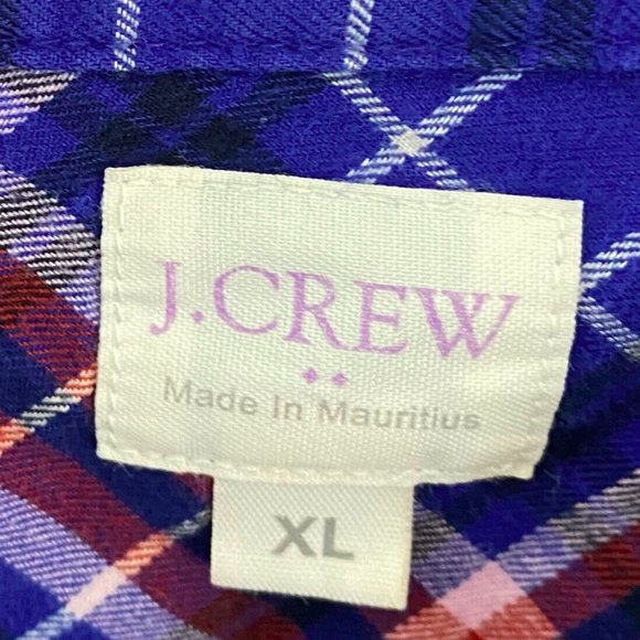 J. Crew XL 14 16 Shirt Top Button Down Tartan Plaid Blue Pink Long Slv Boy Fit - Picture 3 of 4